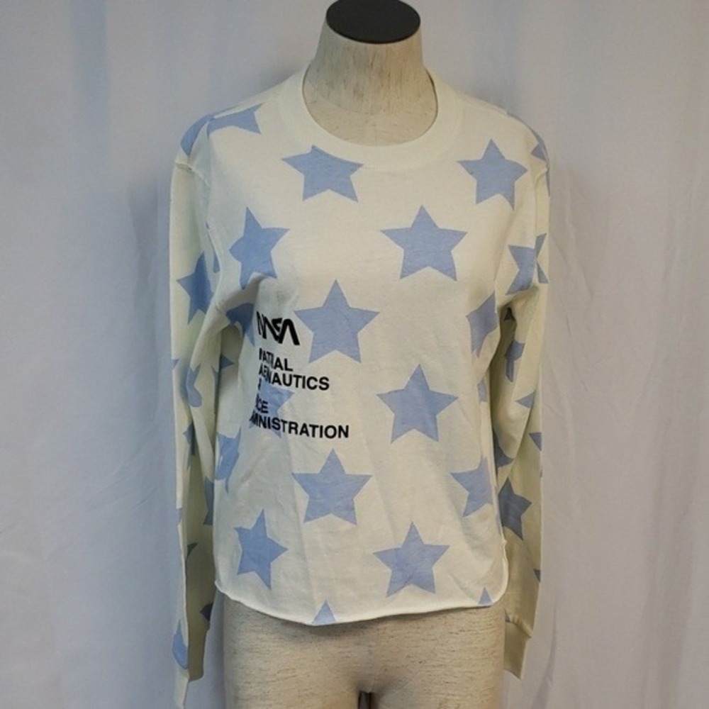 Mighty Fine "NASA" Shirt White With Blue Stars Junior XL NWT